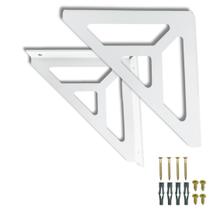 Kit 2 Suportes De Prateleira Design Moderno Triangular De Parede Mão Francesa Aço Resistente