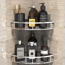 Kit 2 Suportes de Shampoo Prata Luxo De Alumínio 2 Camadas Para Banheiro Montado Na Parede Prateleira