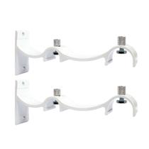 KIT 2 Suportes Duplo Alumínio Perfil Invertido Para Varão Wave 28mm BRANCO