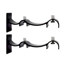 KIT 2 Suportes Duplo Alumínio Perfil Invertido Para Varão Wave 28mm PRETO