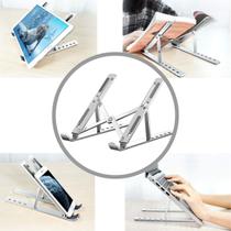 Kit 2 Suportes Elevador De Alumínio Para Notebook Laptop Tablet Portátil Regulável Ajustável Em Níveis De 6 Alturas