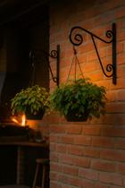 Kit 2 Suportes Ferro Preto Rústico Parede- Vaso Xaxim