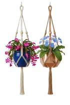 Kit 2 Suportes Macramê Planta Pendente, Pendurador Porta Cachepô deFlores, Jardim Vertical, Redinha