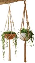 Kit 2 Suportes Macramê Planta Pendente, Pendurador Porta Cachepô deFlores, Jardim Vertical, Redinha