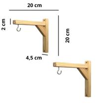 Kit 2 Suportes Mão Francesa 20 cm c/ Gancho p/ Plantas e Artesanatos