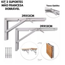 Kit 2 Suportes Mão Francesa Dobrável Tamanho Grande 39x13cm