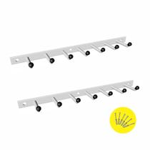 Kit 2 Suportes Multiuso 14 ganchos Fixo Parede Branco