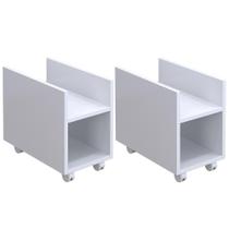 Kit 2 Suportes Para Cpu E Nobreak Com Rodízios Guide Branco
