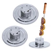 Kit 2 Suportes para Espeto em Aluminio com 5 Furos Churrasco Jl Artesanatos