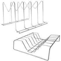 Kit 2 Suportes para Tampas de Panelas Frigideiras Formas em Aço Cromado com Divisórias