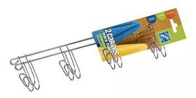 Kit 2 Suportes Para Toalha Com 4 Ganchos Cromado 34x8 Cm