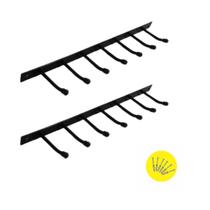 Kit 2 Suportes Parede Multiuso Porta Utilidades 14 ganchos Preto Grande nv813 Kit 2 Suportes Parede Multiuso Porta Utilidades 14 ganchos Preto Grande nv813