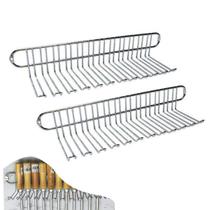 Kit 2 Suportes Porta Espeto Parede Grande Utensílios Churrasco Multiuso Cromado - AMZ Kit 2 Suportes Porta Espeto Parede Grande Utensílios Churrasco Multiuso Cromado - AMZ