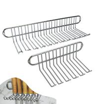 Kit 2 Suportes Porta Espeto Parede Utensílios Churrasco Multiuso Cromado - AMZ Kit 2 Suportes Porta Espeto Parede Utensílios Churrasco Multiuso Cromado - AMZ