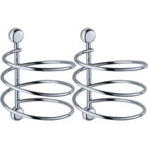 Kit 2 Suportes Porta Secador de Cabelo Espiral Cromados Acessórios para Banheiro Parede