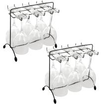 Kit 2 Suportes Porta Taças de Vinho Preto 16x27cm Aramado de Mesa Bancada Kit 2 Suportes Porta Taças de Vinho Preto 16x27cm Aramado de Mesa Bancada