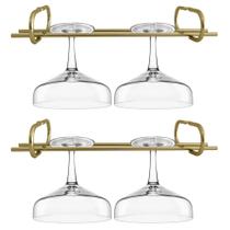 Kit 2 Suportes Porta Taças Dourado Reto 25cm Organizador Suspenso MS Aramados
