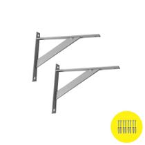 Kit 2 Suportes Prateleira Mão Francesa Ferro Chato 40cm Branco nv454