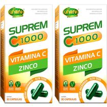 Kit 2 Suprem C 1000 Vitamina C + Zinco Unilife 30 cápsulas