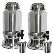 Kit 2 Suqueira Barrica Vidro 3,2 Lt com Porta Gelo Polida