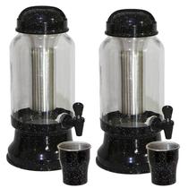 Kit 2 Suqueira Barrica Vidro 3,2 Lt com Porta Gelo Preto Pigmentado Kit 2 Suqueira Barrica Vidro 3,2 Lt com Porta Gelo Preto Pigmentado