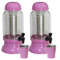 Kit 2 Suqueira Barrica Vidro 3,2 Lt com Porta Gelo Rosa Pigmentado Kit 2 Suqueira Barrica Vidro 3,2 Lt com Porta Gelo Rosa Pigmentado