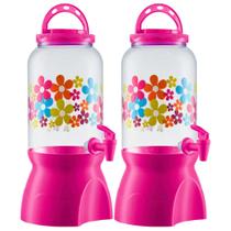 Kit 2 Suqueira Com Suporte Decorada 3,6lt Dispenser Multiuso