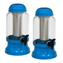 Kit 2 Suqueira Vidro 3,2L com Compartimento Gelo Azul Pig