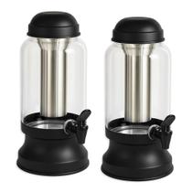 Kit 2 Suqueira Vidro 3,2L com Compartimento Gelo Preto Liso Kit 2 Suqueira Vidro 3,2L com Compartimento Gelo Preto Liso