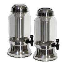 Kit 2 Suqueira Vidro Bebidas 3,2L com Porta Gelo Polido