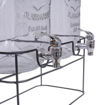 Kit 2 Suqueiras Refresqueiras 5L cada de Vidro com Suporte e Torneira para Água, Sucos e Drinks Kit 2 Suqueiras Refresqueiras 5L cada de Vidro com Suporte e Torneira para Água, Sucos e Drinks