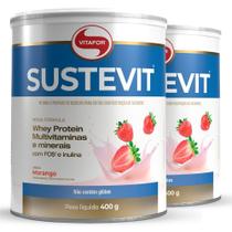 Kit 2 Sustevit Whey Protein Vitafor Sabor Morango 400G