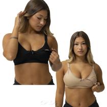 kit 2 Sutiã amamentação Basico Poliester Sutien Maternidade Pos Parto Gestante Amamentar