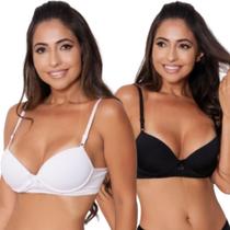 Kit 2 Sutiã Com Bojo Feminino Básico Lingerie Liso Confortável Com Aro Moda Íntima Com Regulagem Kit 2 Sutiã Com Bojo Feminino Básico Lingerie Liso Confortável Com Aro Moda Íntima Com Regulagem