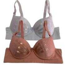 Kit 2 Sutiã Com Bojo Sustentação Feminino Microfibra Reforçado Detallhe Fita Alça Reforçada Íntimo