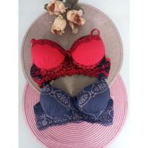 kit 2 sutiã com detalhes em renda bicolor com bojo gabi