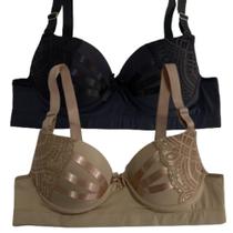 Kit 2 Sutiã De Bojo Reforçado Feminino Detalhe Em Fita Sustentação Íntimo Microfibra Alça Reforçada