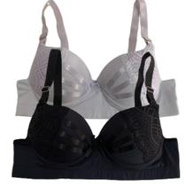 Kit 2 Sutiã De Microfibra Detalhe Em Fita Reforçado Íntimo Com Bojo Feminino Sustentação