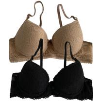 Kit 2 Sutiã Feminino Com Bojo Lingerie De Renda Íntimo Conforto Casual Básico Soutien