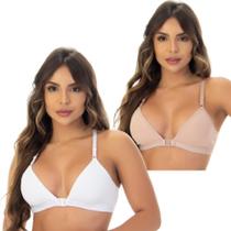 Kit 2 Sutiã Feminino Nadador Sem Bojo Confortável Abertura Frontal Em Microfibra Lingerie Soutien