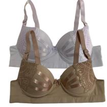 Kit 2 Sutiã Feminino Sustentação Com Alça Reforçada Detalhe Fita Bojo Íntimo Reforçado Microfibra