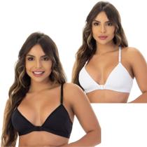 Kit 2 Sutiã Nadador Feminino Sem Bojo Em Microfibra Confortável Abertura Frontal Lingerie Soutien