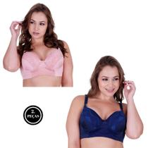 Kit 2 Sutiã Plus Size bojo sustentação lingerie- c8 KIT 2 SUTIÃ CAROL ROSA E MARINHO