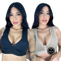 Kit 2 Sutiã Plus Size com Alças Acolchoadas de Espuma Super Reforçado -c1 KIT 2 CLÉO PRETO E BEGE