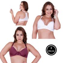 Kit 2 sutiã plus size nadador com bojo liso-c6 KIT 2 SUTIÃ NADADOR BRANCO BORDO