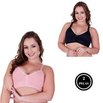 Kit 2 sutiã plus size sem bojo sutia reforçado pala dupla-c6 KIT 2 SUTIÃ JOSI ROSA PRETO Kit 2 sutiã plus size sem bojo sutia reforçado pala dupla-c6 KIT 2 SUTIÃ JOSI ROSA PRETO