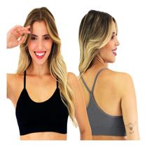 Kit 2 Sutiã Top Academia Com Bojo Removível Feminino