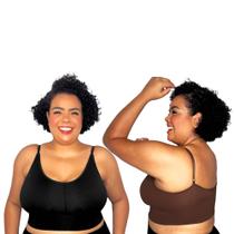 Kit 2 Sutiã Top Alça Fina Cropped Academia C/ Bojo Plus Size
