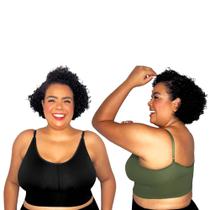 Kit 2 Sutiã Top Alça Fina Cropped Academia C/ Bojo Plus Size