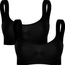 Kit 2 Sutia Top Basico Sem Bojo Feminino de Media Sustentação Trifil Sem Costura e Sem Aro